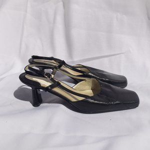 vintage black slingback kitten heels